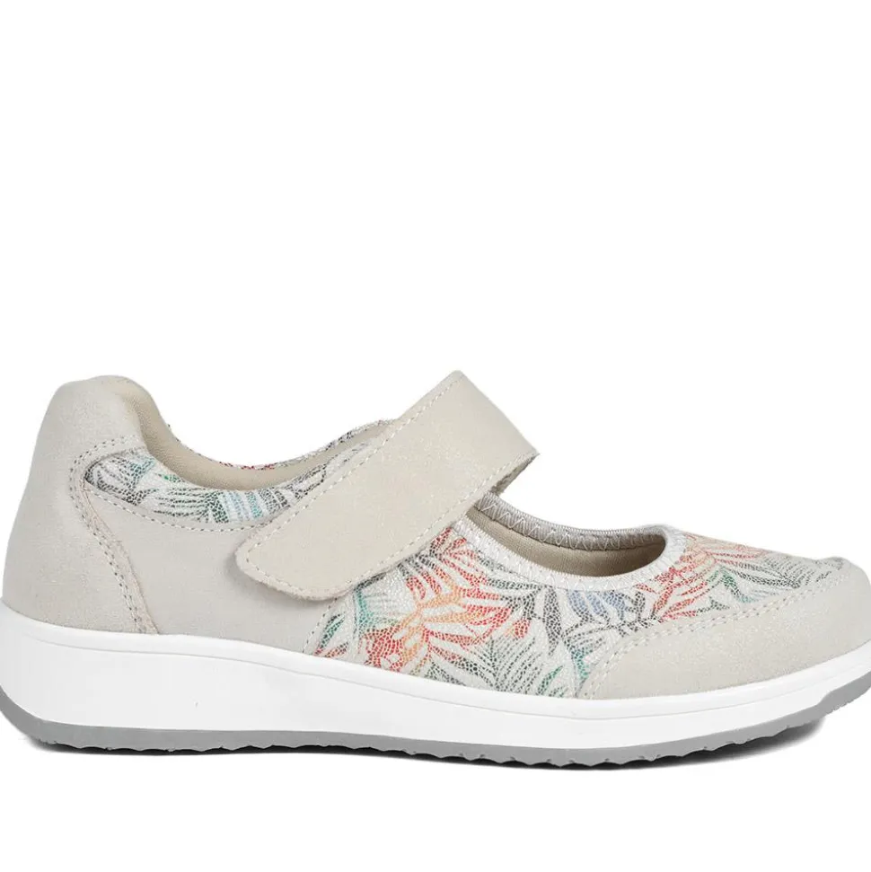 Wide Fit Leather Mary Janes - BEIGE FLORAL