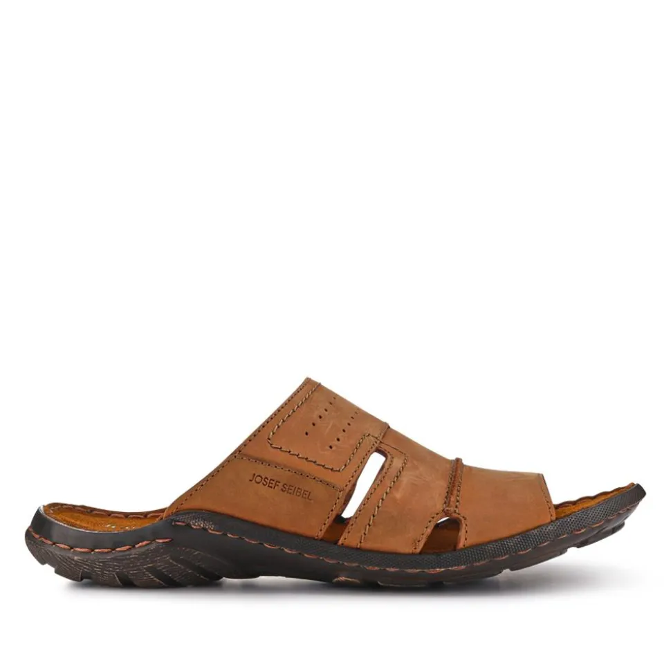 Wide-Fit Leather Mule Sandals - Brown