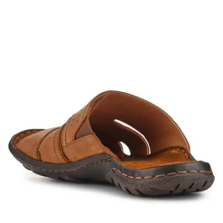 Wide-Fit Leather Mule Sandals - Brown