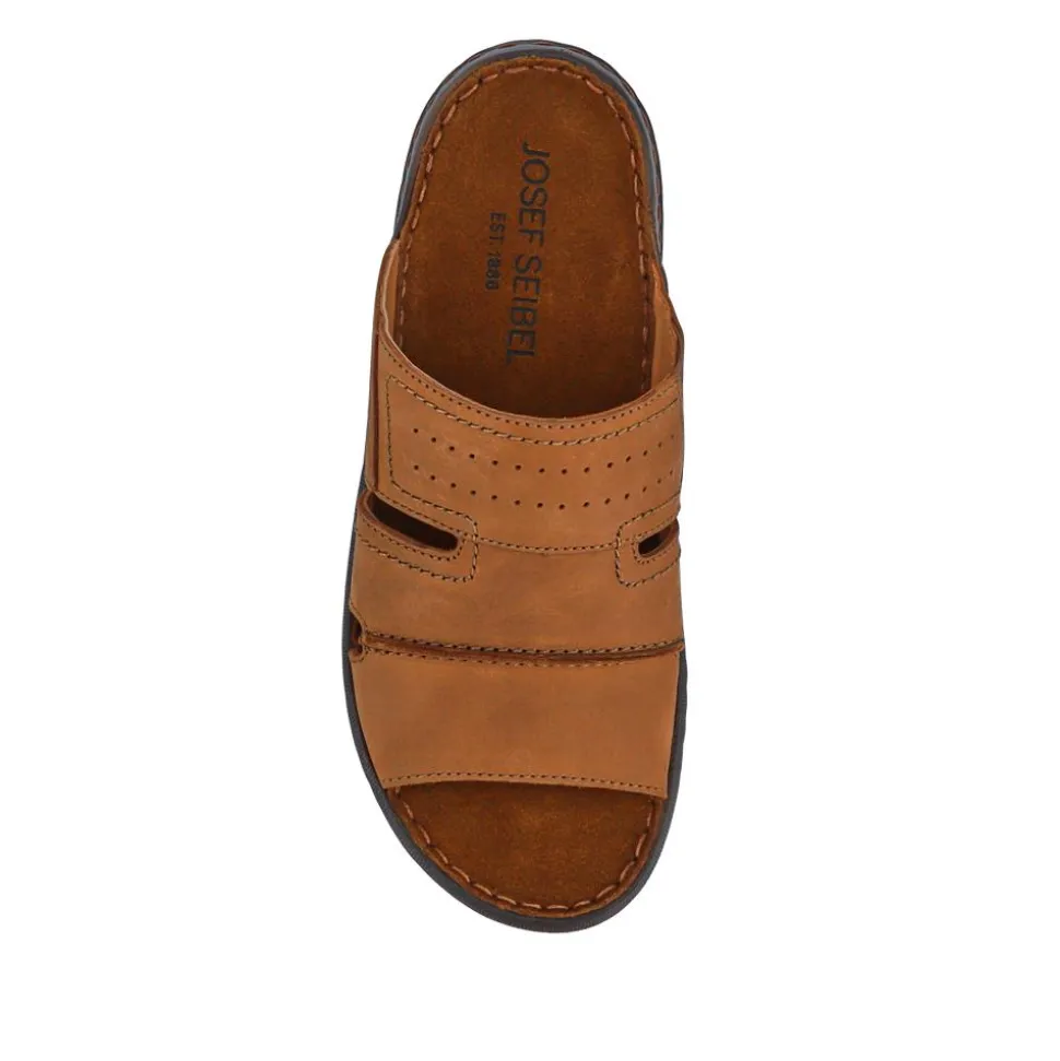 Wide-Fit Leather Mule Sandals - Brown