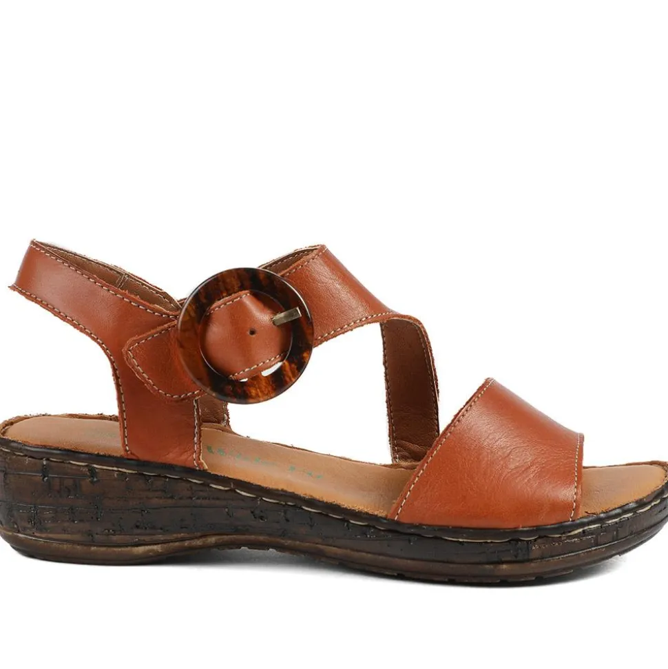 Wide Fit Leather Sandals With Buckle Fastening - Tan