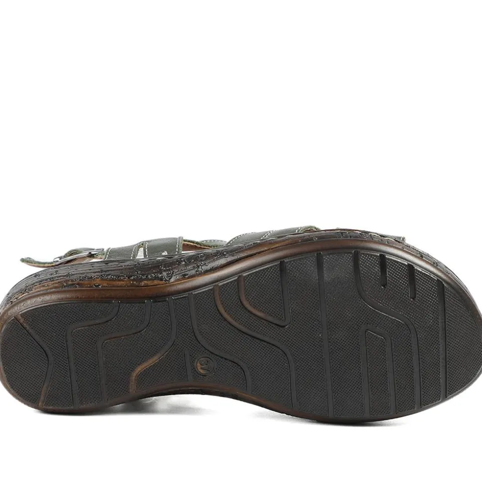 Wide Fit Leather Slingback Sandals - Khaki