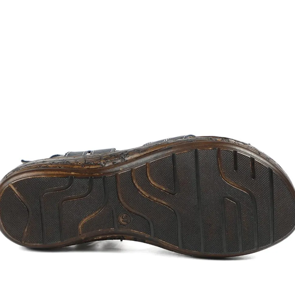 Wide Fit Leather Slingback Sandals - Navy