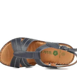 Wide Fit Leather Slingback Sandals - Navy