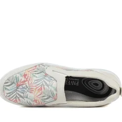 Wide Fit Leather Slip On Comfort Trainers - BEIGE FLORAL