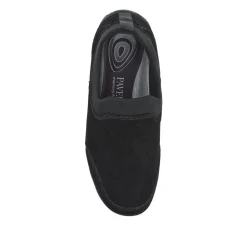 Wide-Fit Leather Slip-On Shoes - Black