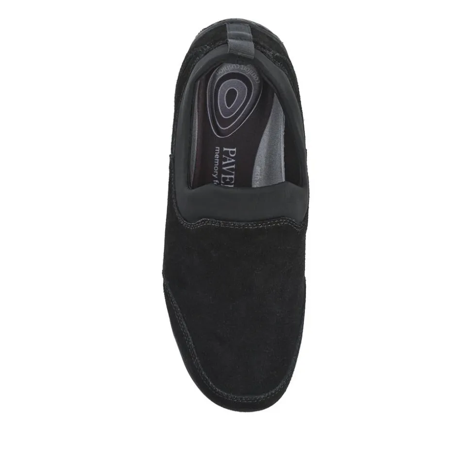 Wide-Fit Leather Slip-On Shoes - Black