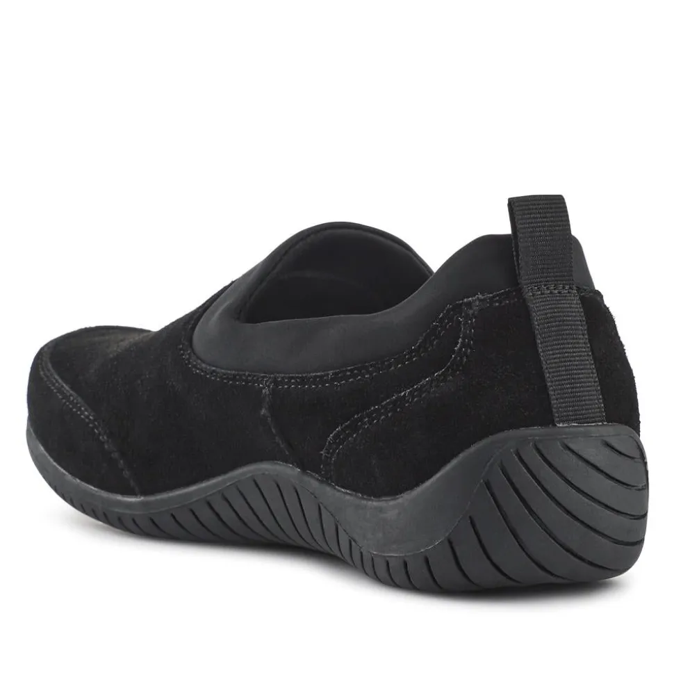 Wide-Fit Leather Slip-On Shoes - Black