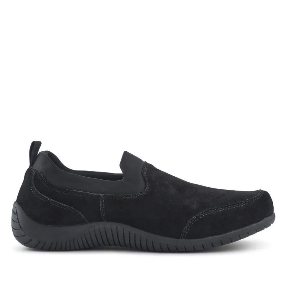 Wide-Fit Leather Slip-On Shoes - Black