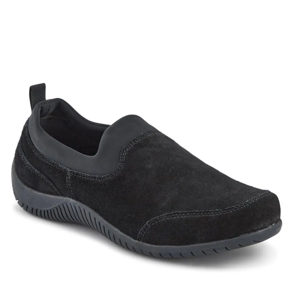 Wide-Fit Leather Slip-On Shoes - Black