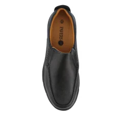 Wide Fit Leather Slip-On Shoes - Black