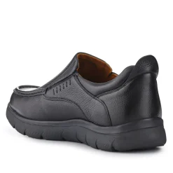 Wide Fit Leather Slip-On Shoes - Black