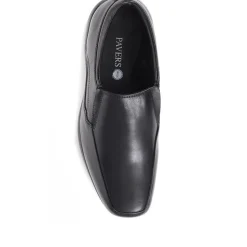 Wide Fit Leather Slip On Shoes - Black