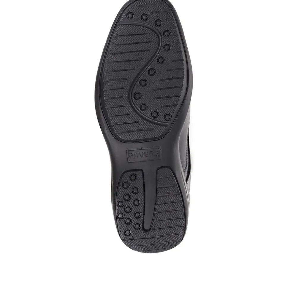 Wide Fit Leather Slip On Shoes - Black
