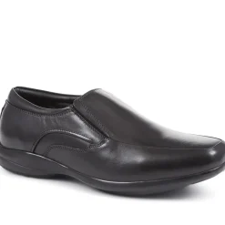 Wide Fit Leather Slip On Shoes - Black