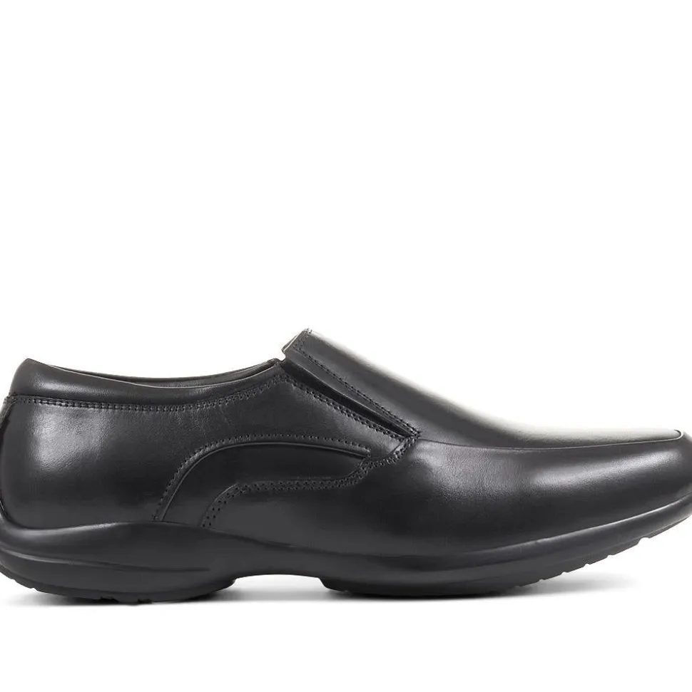 Wide Fit Leather Slip On Shoes - Black