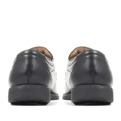 Wide Fit Leather Slip-On Shoes - Black