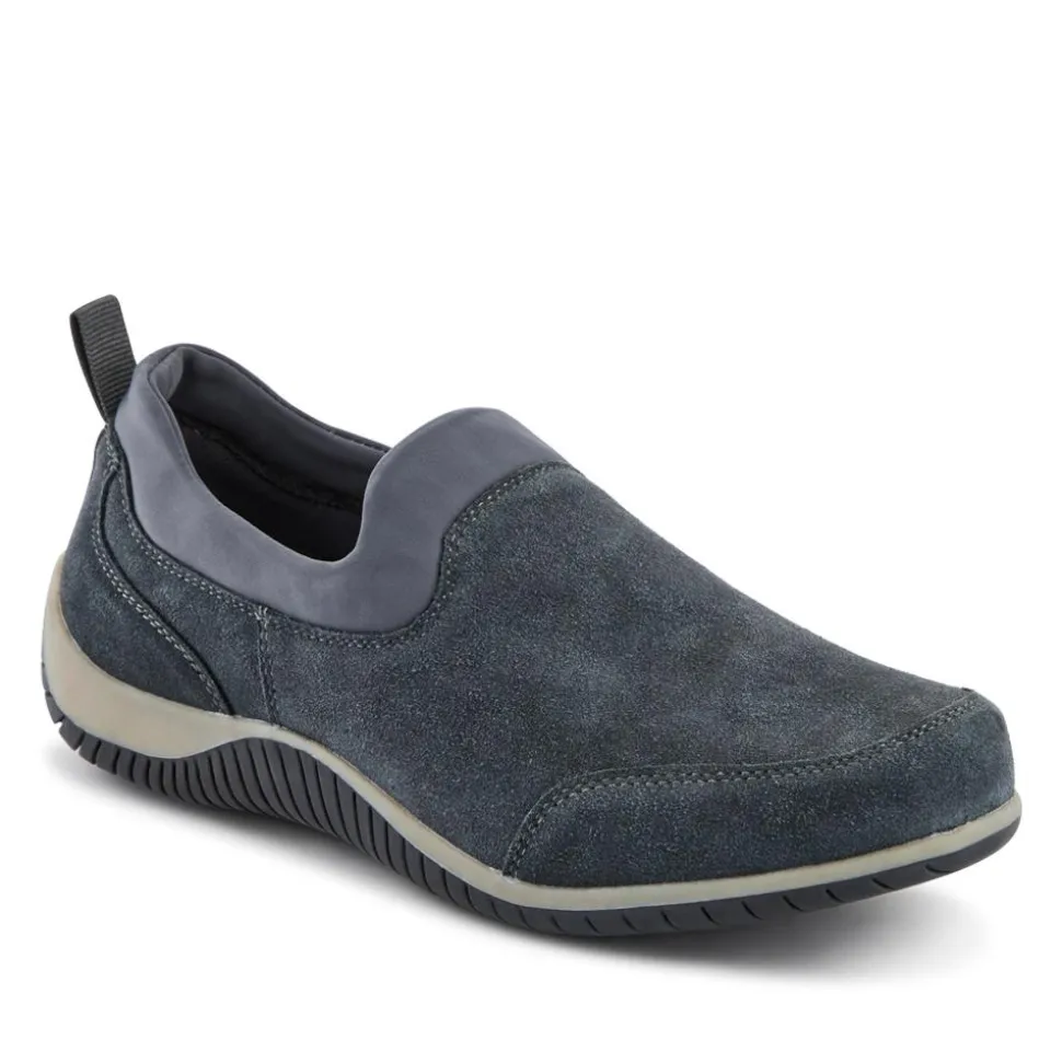 Wide-Fit Leather Slip-On Shoes - Grey