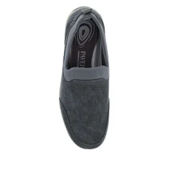 Wide-Fit Leather Slip-On Shoes - Grey