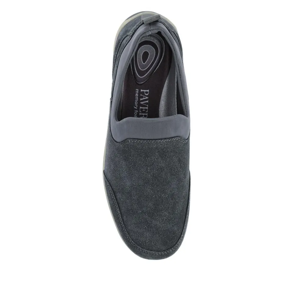 Wide-Fit Leather Slip-On Shoes - Grey