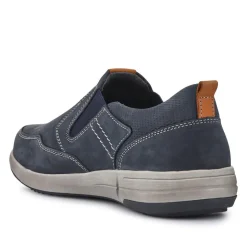 Wide-Fit Leather Slip-On Shoes - Navy