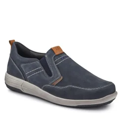 Wide-Fit Leather Slip-On Shoes - Navy