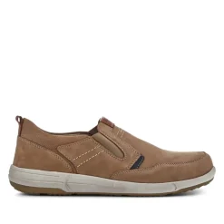 Wide-Fit Leather Slip-On Shoes - Taupe