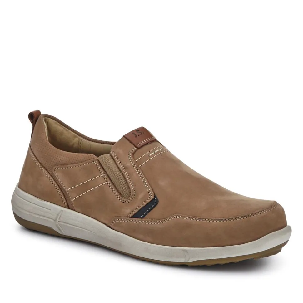 Wide-Fit Leather Slip-On Shoes - Taupe