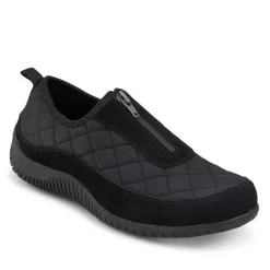 Wide Fit Leather Slip-On Shoes With Zip Fastening - Black
