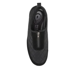 Wide Fit Leather Slip-On Shoes With Zip Fastening - Black