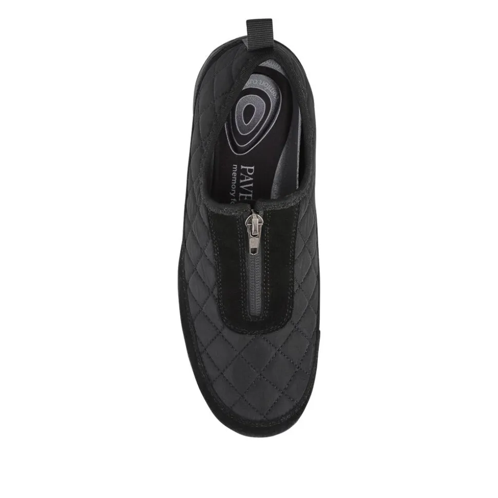 Wide Fit Leather Slip-On Shoes With Zip Fastening - Black