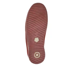 Wide Fit Leather Slip-On Shoes With Zip Fastening - Burgundy