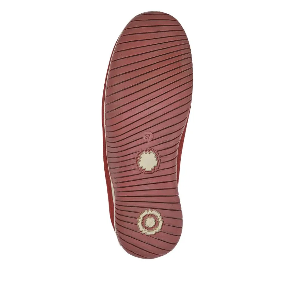 Wide Fit Leather Slip-On Shoes With Zip Fastening - Burgundy