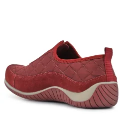 Wide Fit Leather Slip-On Shoes With Zip Fastening - Burgundy