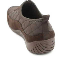 Wide Fit Leather Slip-On Shoes With Zip Fastening - Chocolate