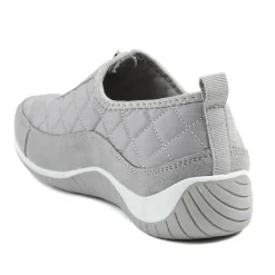Wide Fit Leather Slip-On Shoes With Zip Fastening - Light Grey