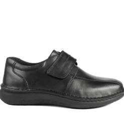 Wide Fit Leather Smart Adjustable Fit Shoes - Black