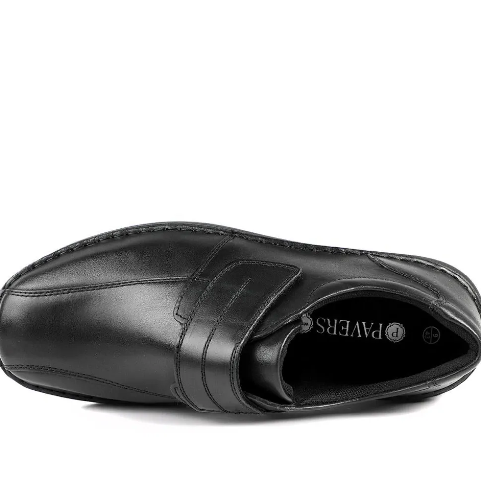 Wide Fit Leather Smart Adjustable Fit Shoes - Black