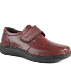 Wide Fit Leather Smart Adjustable Fit Shoes - Bordeaux