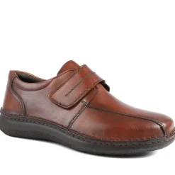 Wide Fit Leather Smart Adjustable Fit Shoes - Cognac