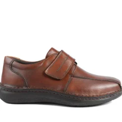 Wide Fit Leather Smart Adjustable Fit Shoes - Cognac