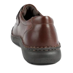Wide Fit Leather Smart Adjustable Fit Shoes - Dark Brown