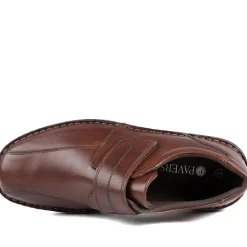Wide Fit Leather Smart Adjustable Fit Shoes - Dark Brown