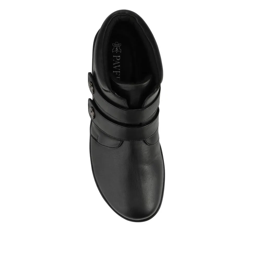 Wide Fit Leather Touch Fasten Boots - Black