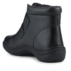 Wide Fit Leather Touch Fasten Boots - Black