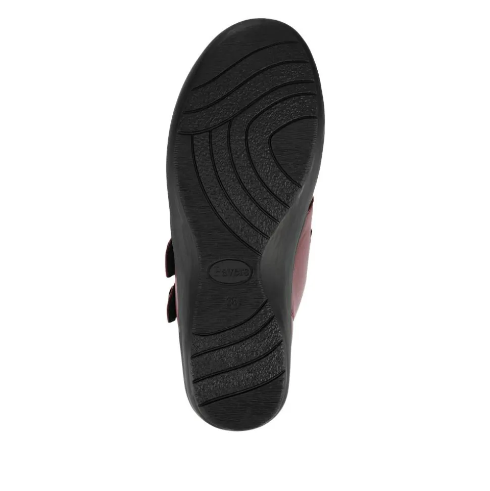 Wide Fit Leather Touch Fasten Boots - Burgundy