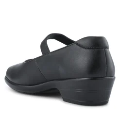 Wide Fit Leather Touch-Fasten Mary Janes - Black