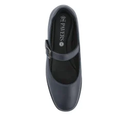 Wide Fit Leather Touch-Fasten Mary Janes - Navy
