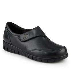Wide Fit Leather Touch-Fasten Monk Shoes - Black
