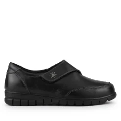 Wide Fit Leather Touch-Fasten Monk Shoes - Black